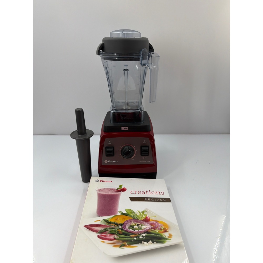 Vitamix Creations Elite Blender Red 48oz Container Tamper Recipe Book Manual